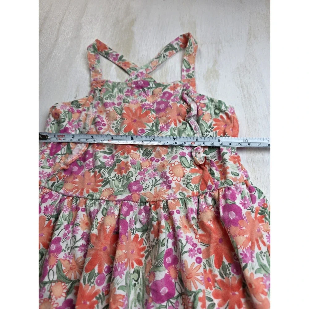 Carters  Girl 5T Floral Sundress Sleeveless Cottage Core Orange Pink